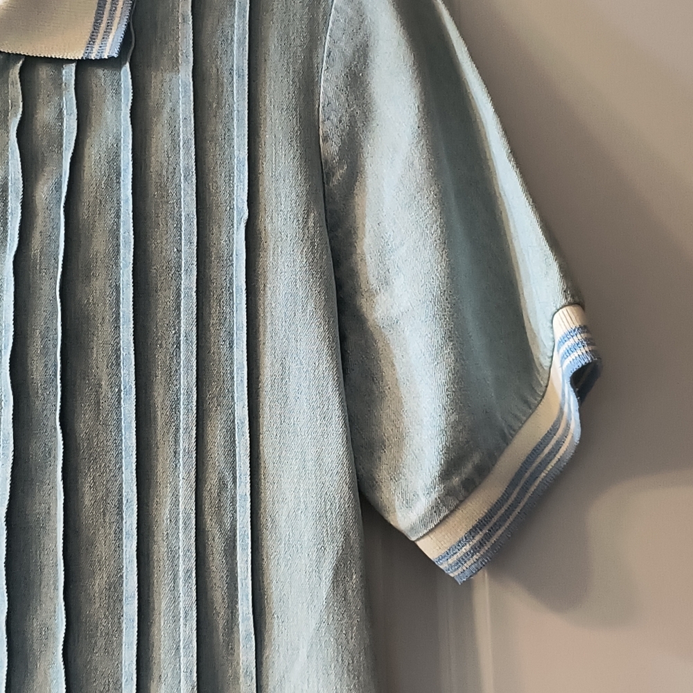 Vintage Faded Glory Denim Dress Maxi Juniors 9 Y2K Cottagecore Pleated Polo - Picture 4 of 8